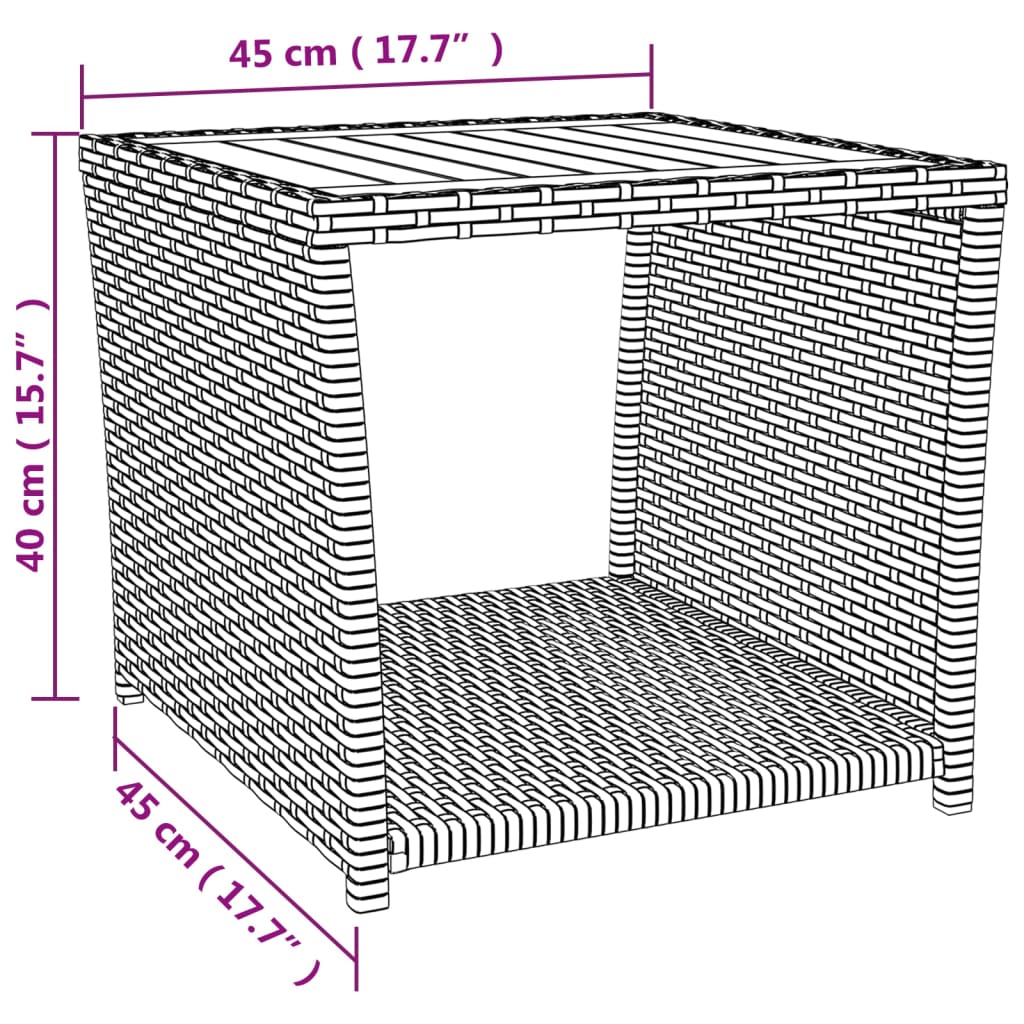vidaXL Salontafel met houten blad poly ratten en acaciahout zwart