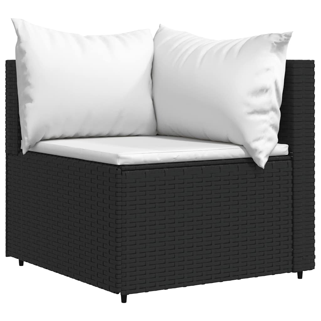vidaXL Banquette de jardin avec coussins en poly rotin noir
