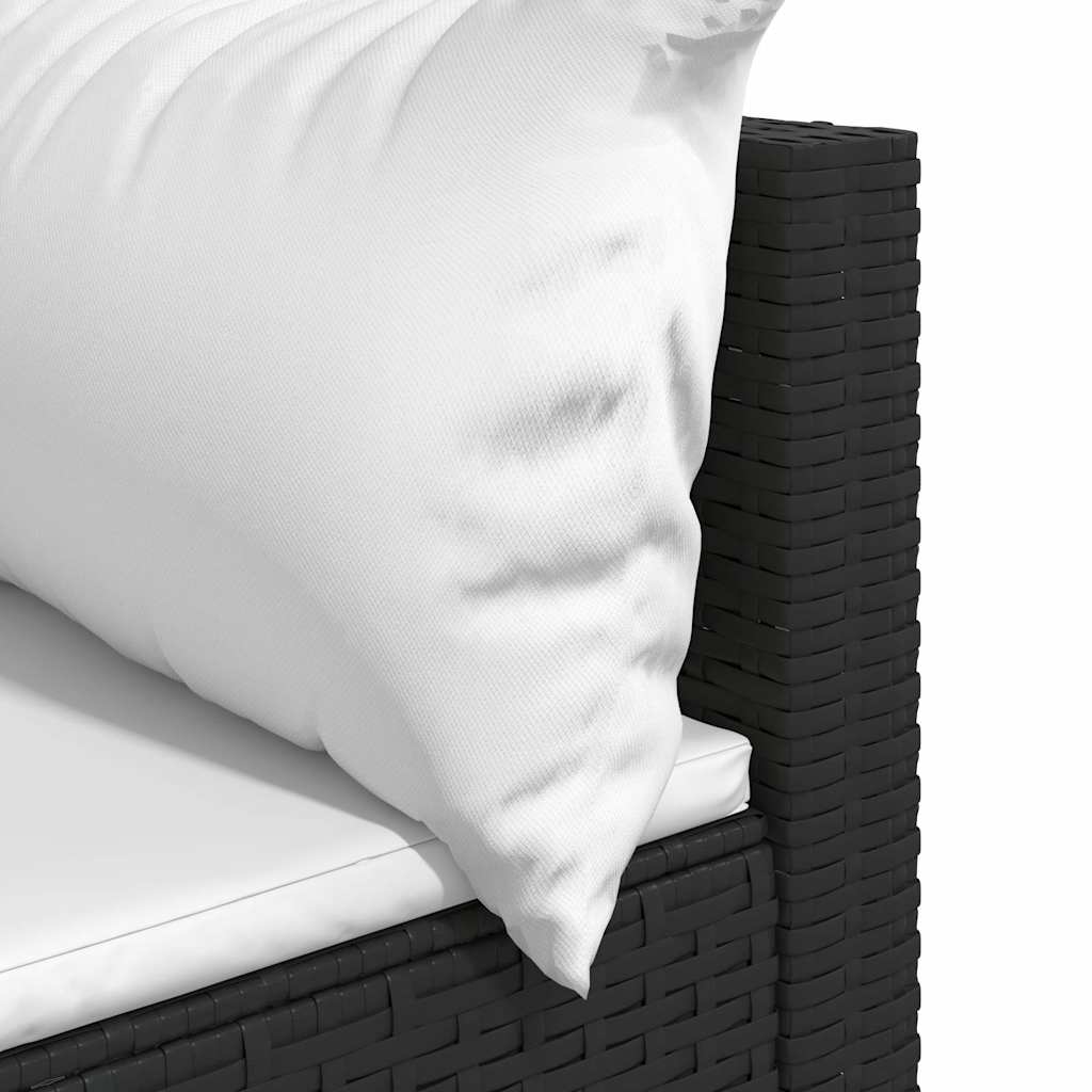vidaXL Banquette de jardin avec coussins en poly rotin noir