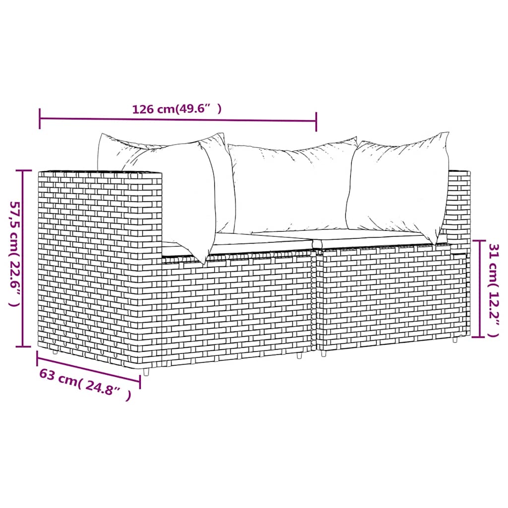 vidaXL Banc de jardin avec coussins 2 pièces poly rotin noir