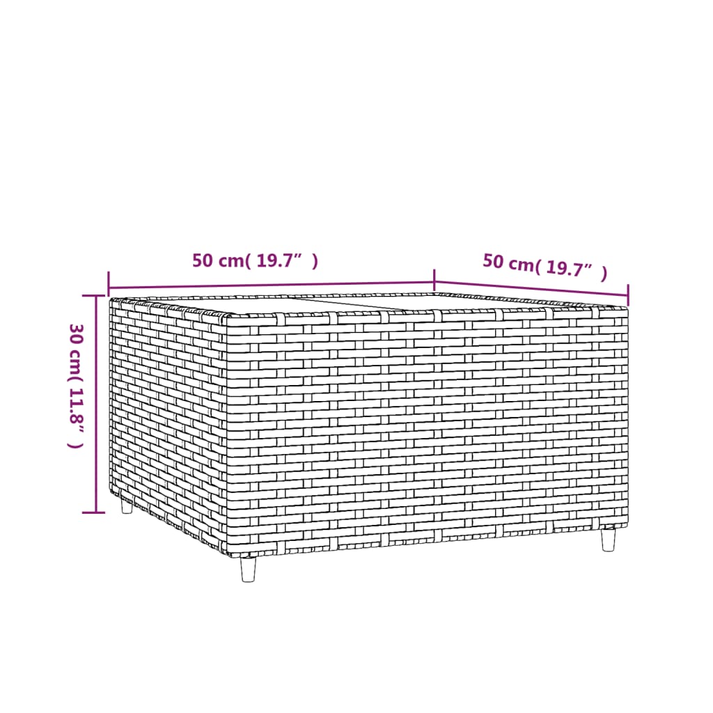 vidaXL Salontafel vierkant 50x50x30 cm poly rattan zwart