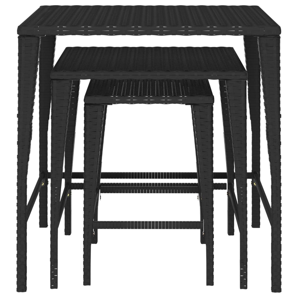 vidaXL Tafeltjesset 3 st poly rattan zwart