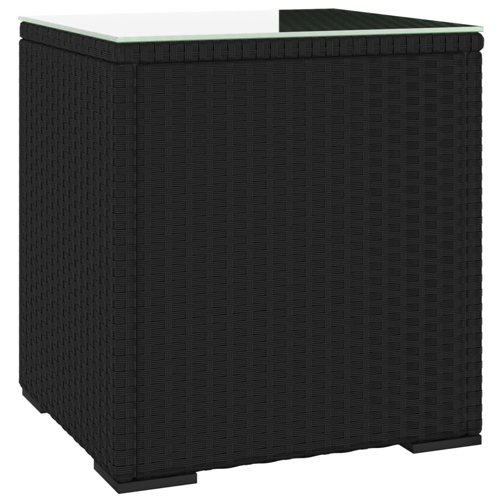 vidaXL Bijzettafel 40x37x40,5 cm poly rattan en gehard glas grijs