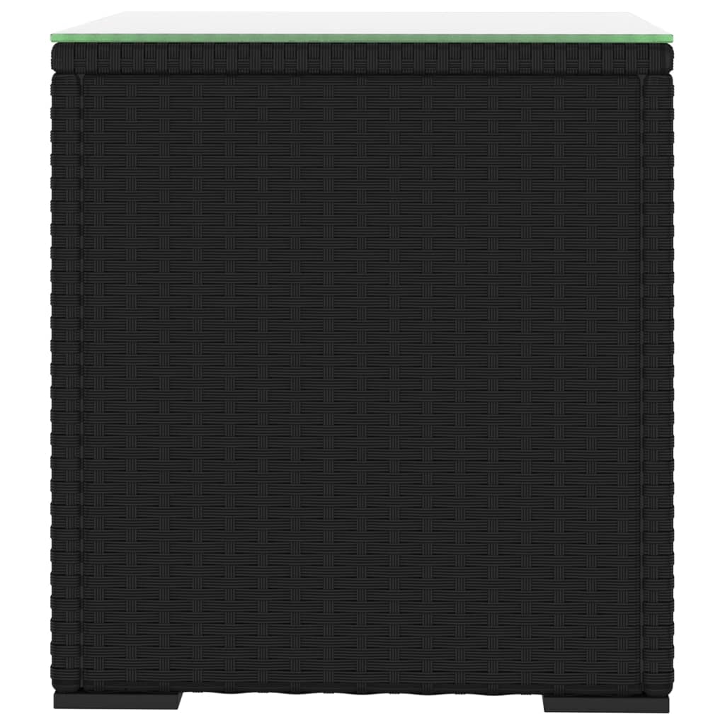 vidaXL Bijzettafel 40x37x40,5 cm poly rattan en gehard glas grijs
