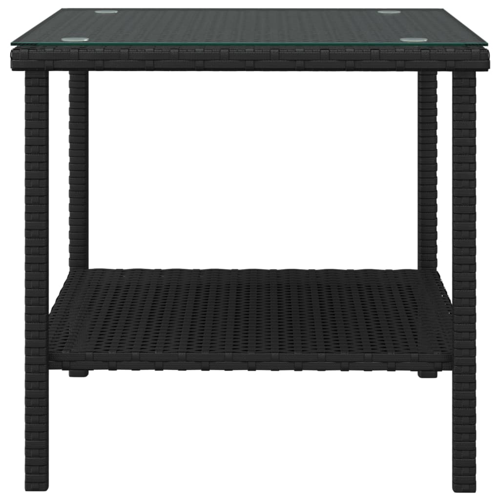 vidaXL Bijzettafel 45x45x45 cm poly rattan en gehard glas zwart