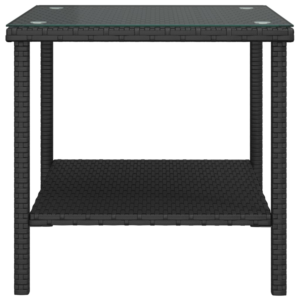 vidaXL Bijzettafel 45x45x45 cm poly rattan en gehard glas zwart