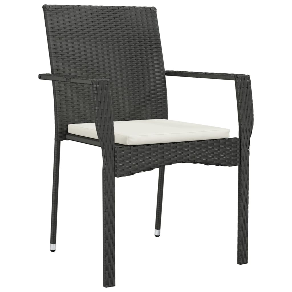 vidaXL Tuinstoelen 2 st met kussens poly rattan zwart