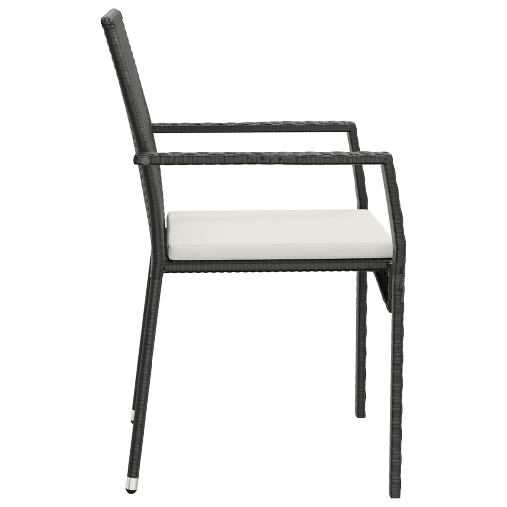 vidaXL Tuinstoelen 2 st met kussens poly rattan zwart