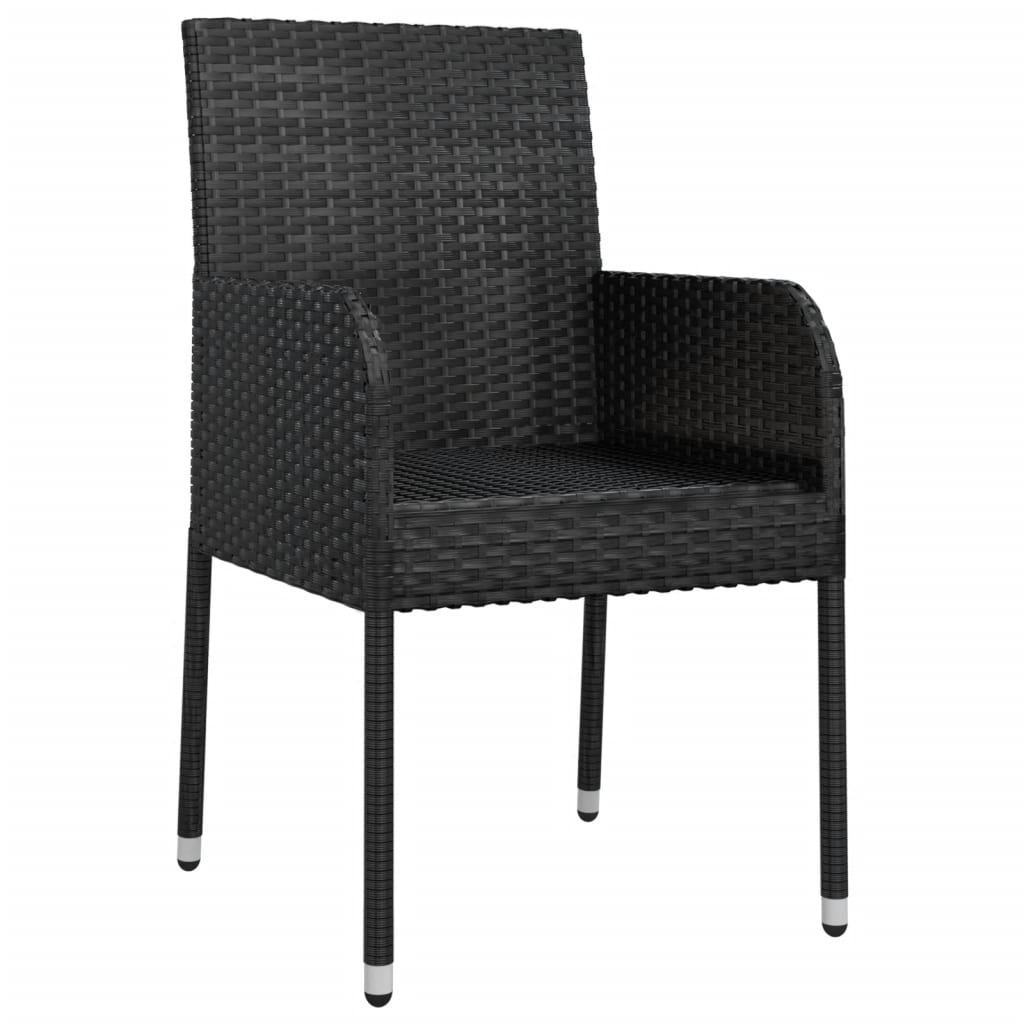 vidaXL Tuinstoelen 2 st met kussens poly rattan zwart
