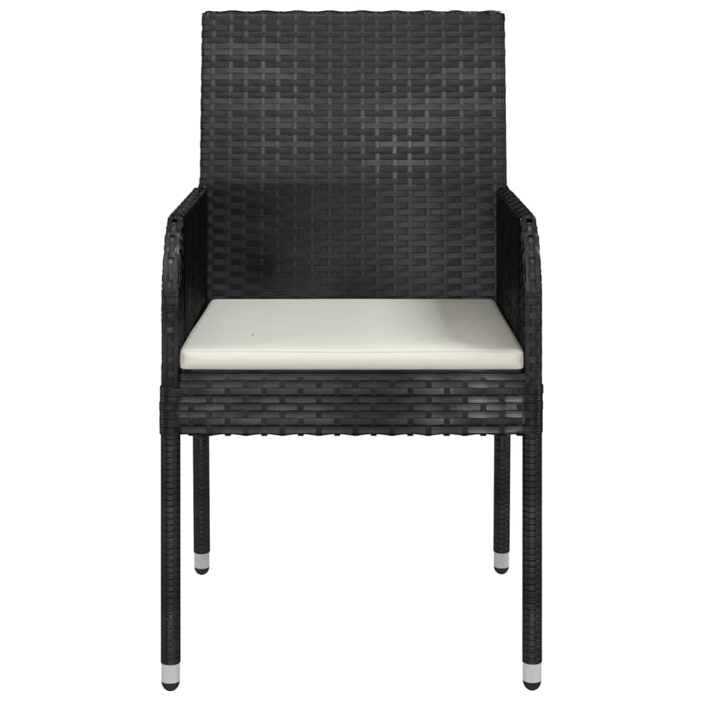 vidaXL Tuinstoelen 2 st met kussens poly rattan zwart