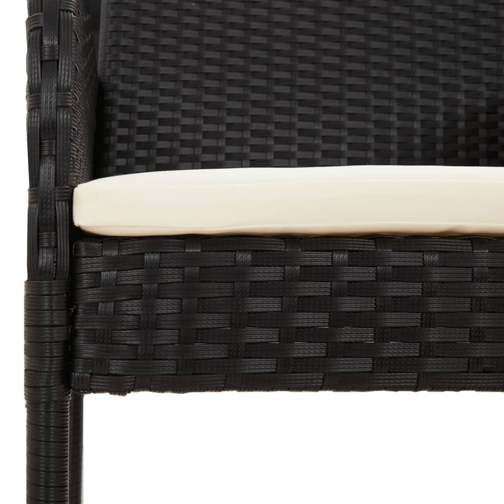 vidaXL Tuinstoelen 2 st met kussens poly rattan zwart
