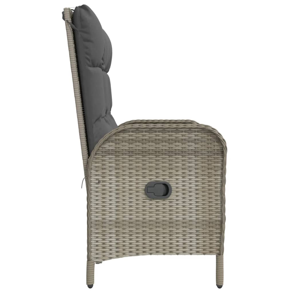 vidaXL Garden bench adjustable with cushions 107 cm poly rattan grey
