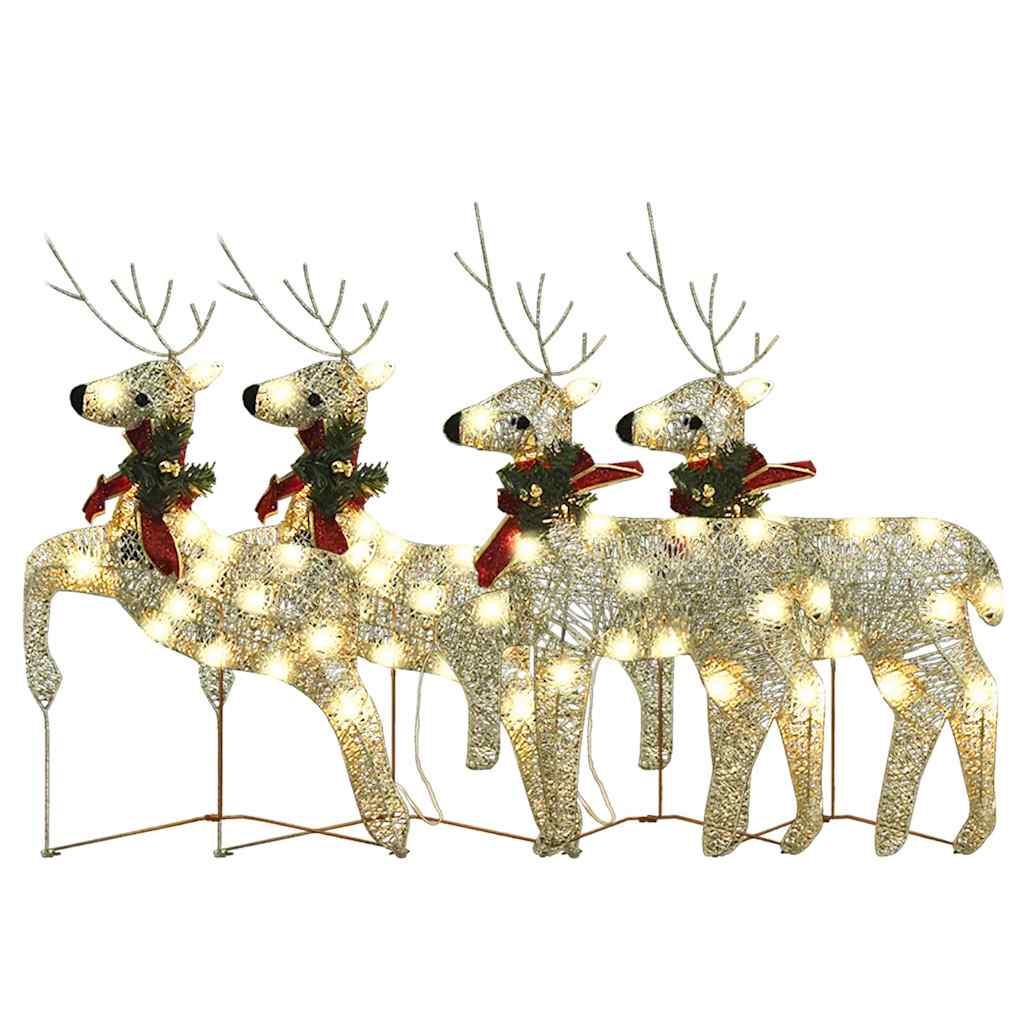 vidaXL Christmas Reindeer 4 pcs 80 LEDs Gold