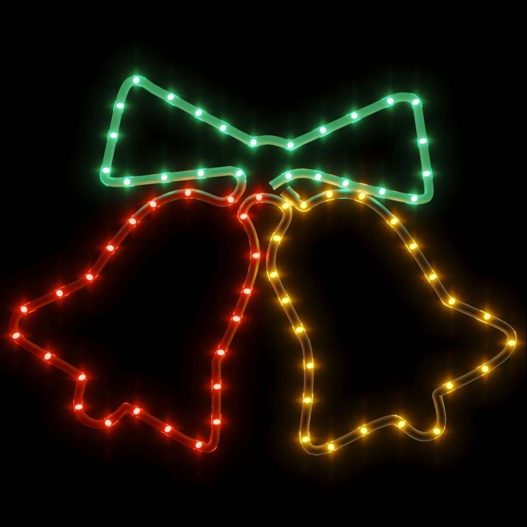 vidaXL Christmas figurines bells with 72 LEDs 2 pcs 50x56 cm