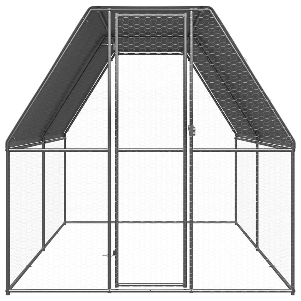 vidaXL Buitenhok voor kippen 2x4x2 m gegalvaniseerd staal