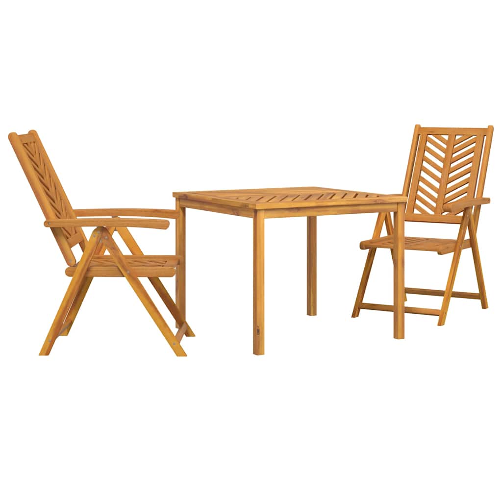 vidaXL Tuin Eettafel Set 3 pcs Bruin Massief Acacia Hout