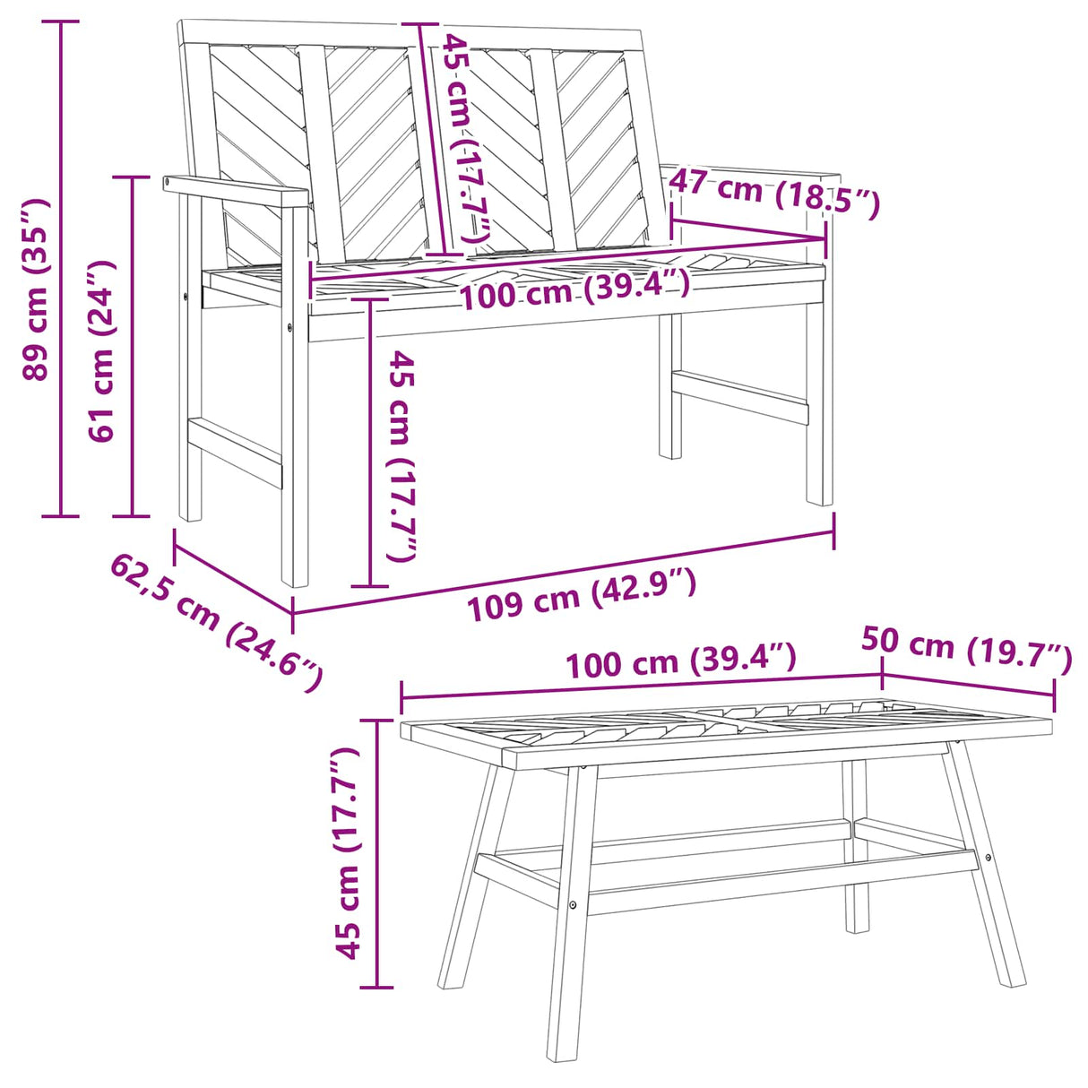 vidaXL Tuin loungeset 4 pcs Bruin Massief Acacia Hout