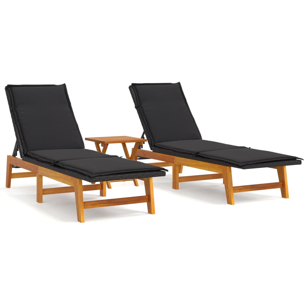 vidaXL Ensemble de salon 3 pièces poly rotin et acacia massif