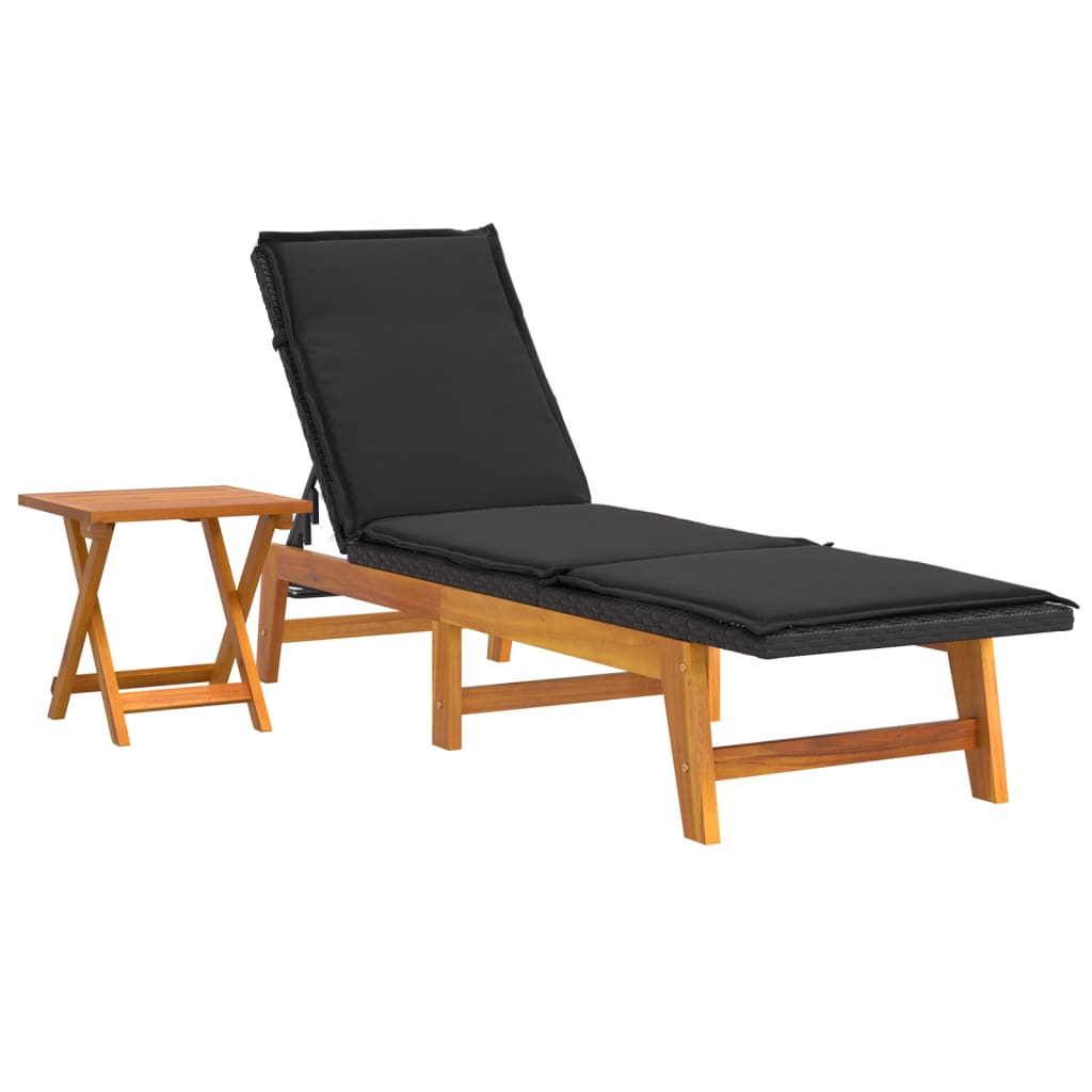 vidaXL Ensemble de salon 3 pièces poly rotin et acacia massif