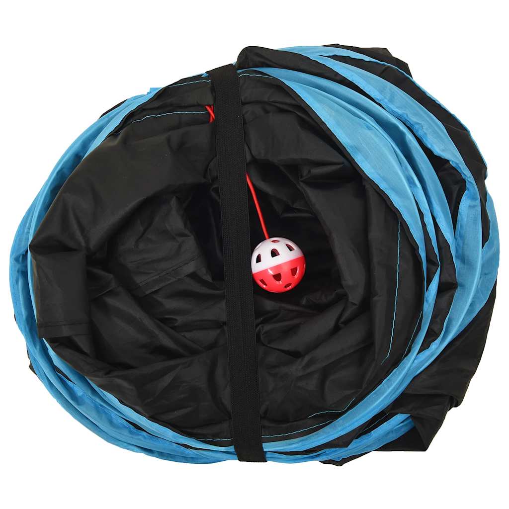 vidaXL Kattentunnel S-vorm 122 cm polyester zwart en blauw