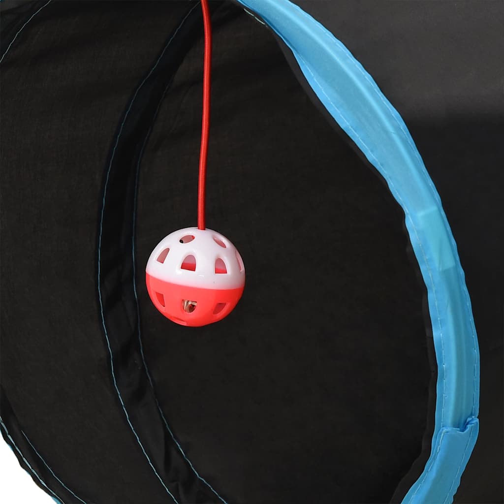 vidaXL Kattentunnel S-vorm 122 cm polyester zwart en blauw