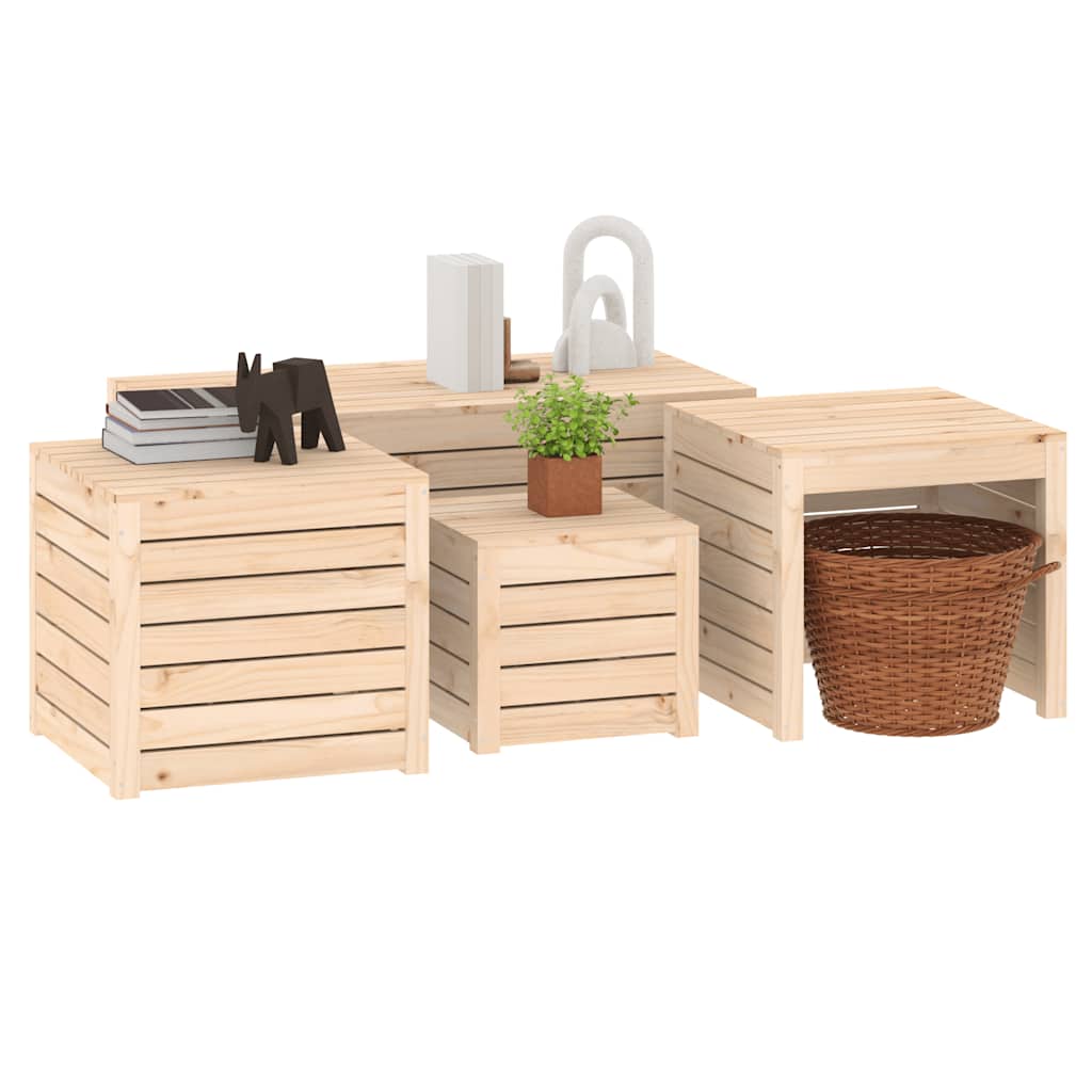 vidaXL 4-delige Tuinboxset massief grenenhout