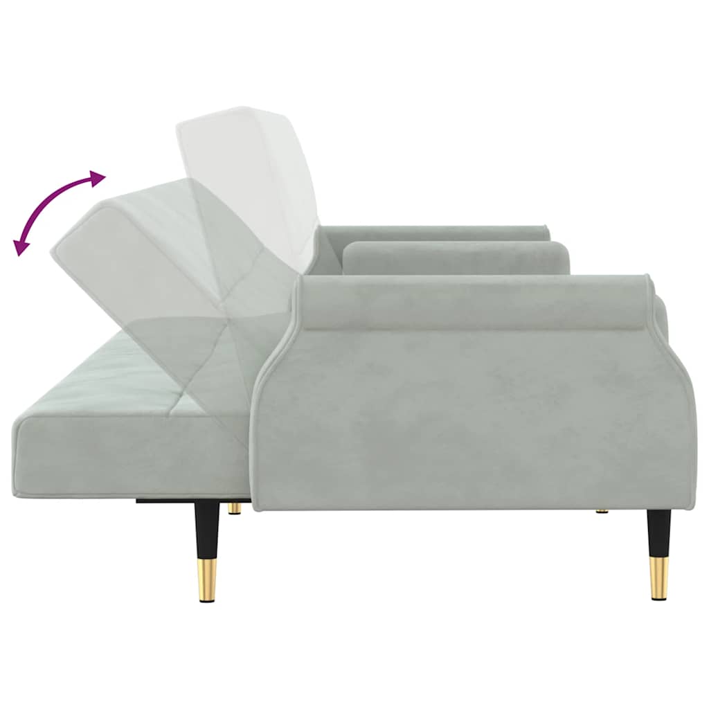 vidaXL Slaapbank met kussens fluweel blauw