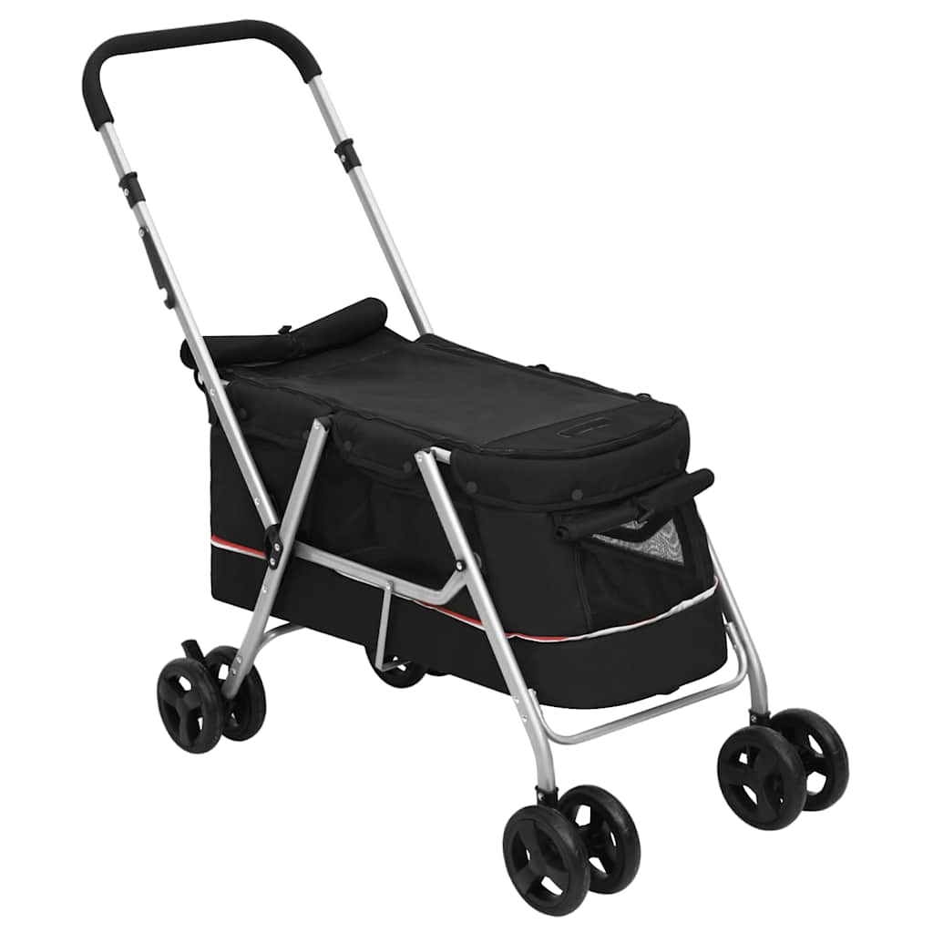 vidaXL Foldable Dog Stroller 100x49x96 cm Linen Fabric Black