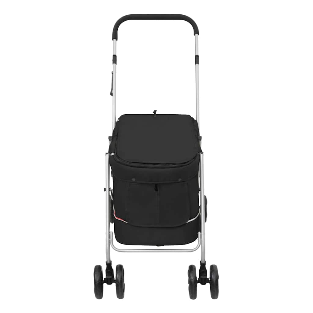 vidaXL Foldable Dog Stroller 100x49x96 cm Linen Fabric Black