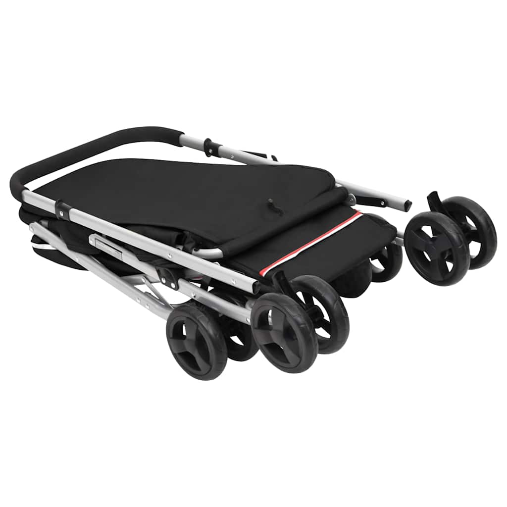 vidaXL Foldable Dog Stroller 100x49x96 cm Linen Fabric Black