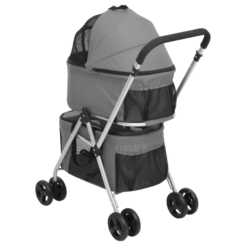 vidaXL Hondenwagen 2-laags inklapbaar 83x48x97 cm oxford stof grijs