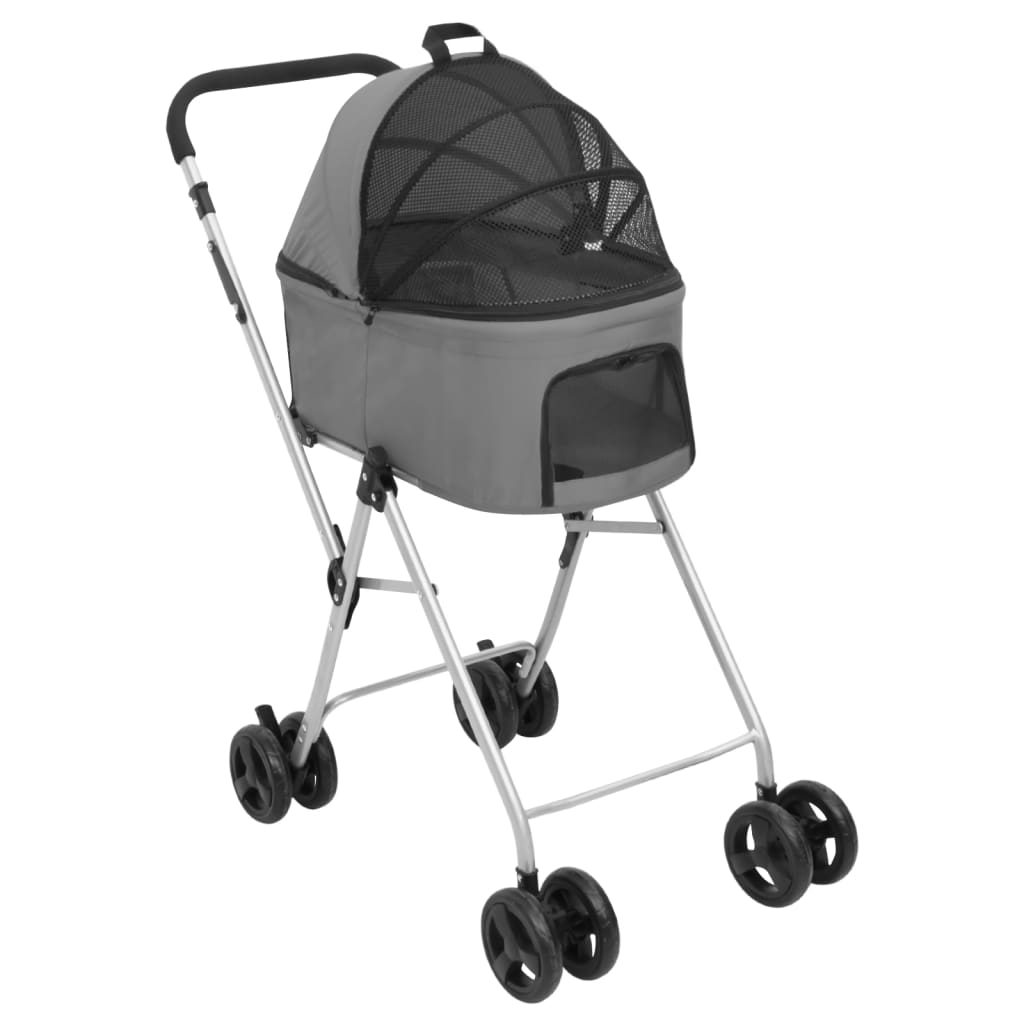 vidaXL Hondenwagen 2-laags inklapbaar 83x48x97 cm oxford stof grijs