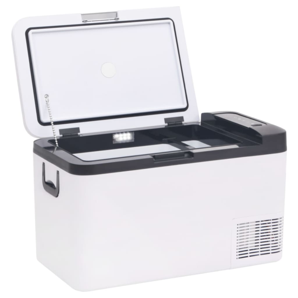 vidaXL Koelbox met handvat en adapter 18 L PP & PE zwart en wit