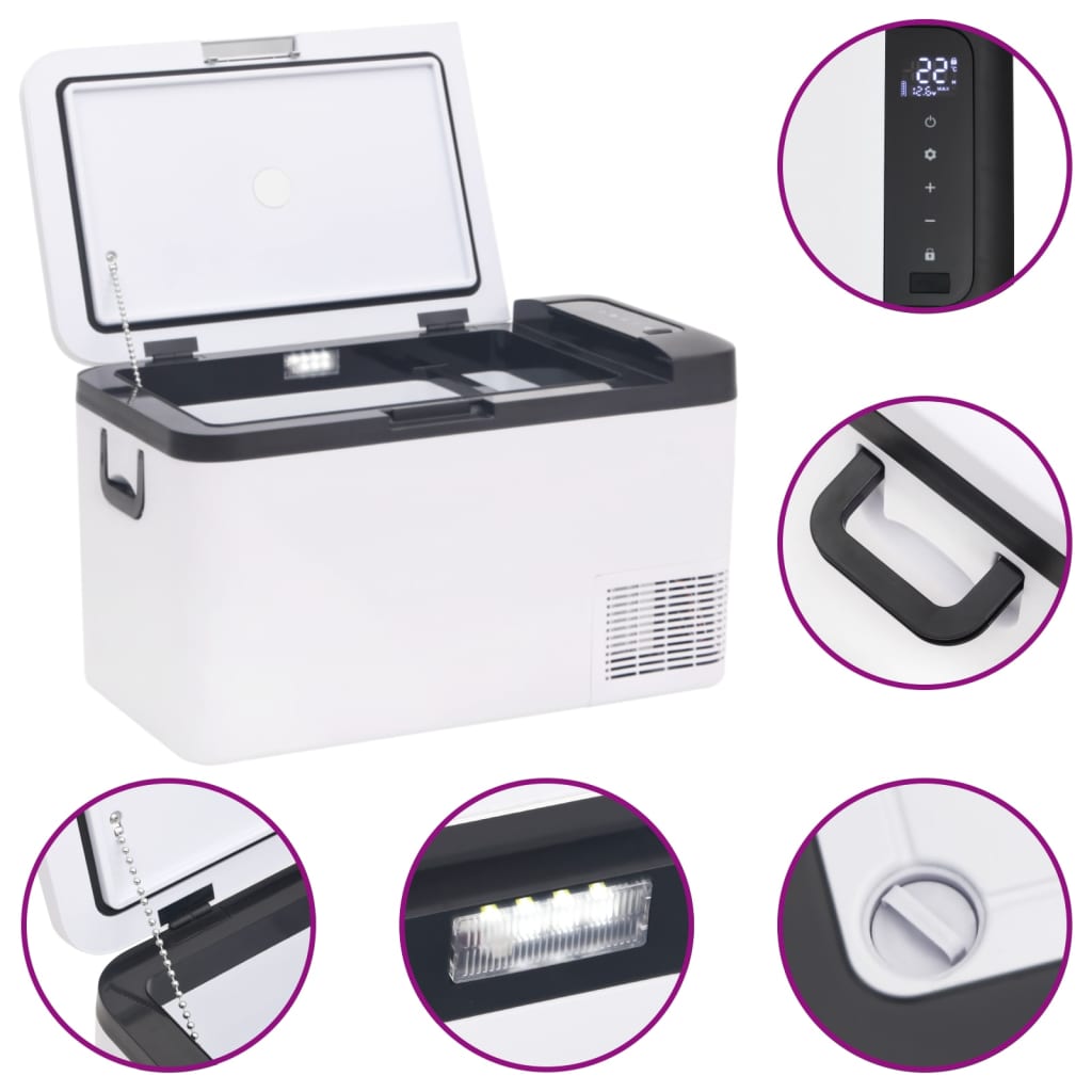 vidaXL Koelbox met handvat en adapter 18 L PP & PE zwart en wit