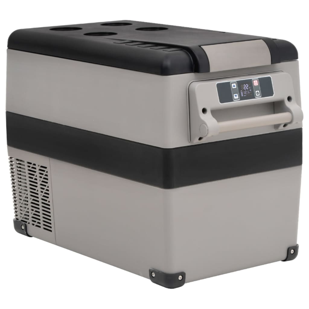 vidaXL Koelbox met handvat en adapter 35 L PP & PE zwart en grijs