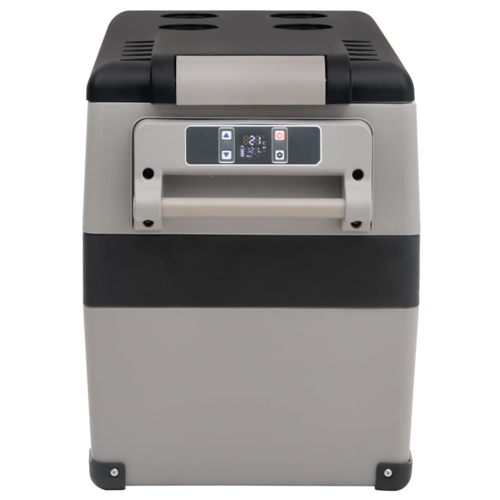 vidaXL Koelbox met handvat en adapter 35 L PP & PE zwart en grijs