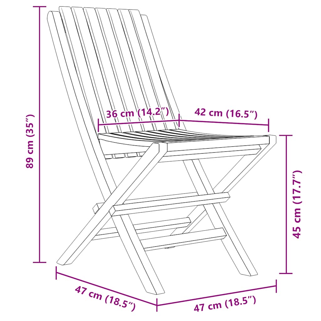 vidaXL Tuinstoelen 4 st inklapbaar 47x47x89 cm massief teakhout