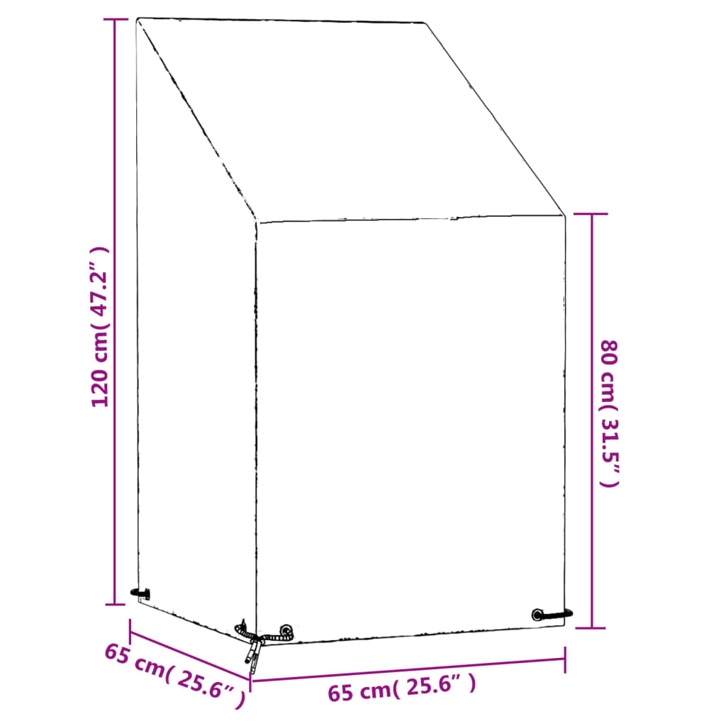 vidaXL Tuinstoelhoezen 2 st met 8 oogjes 65x65x80/120 cm polyetheen