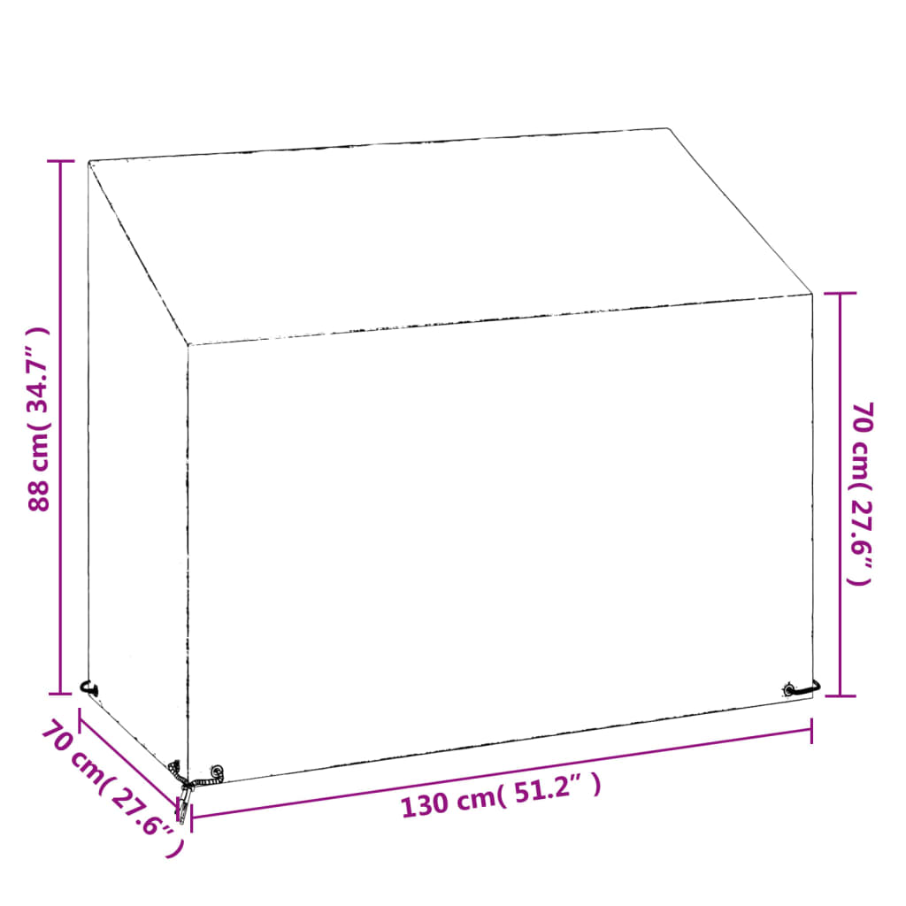 vidaXL Tuinbankhoezen 2 st 8 oogjes 130x70x70/88 cm polyetheen