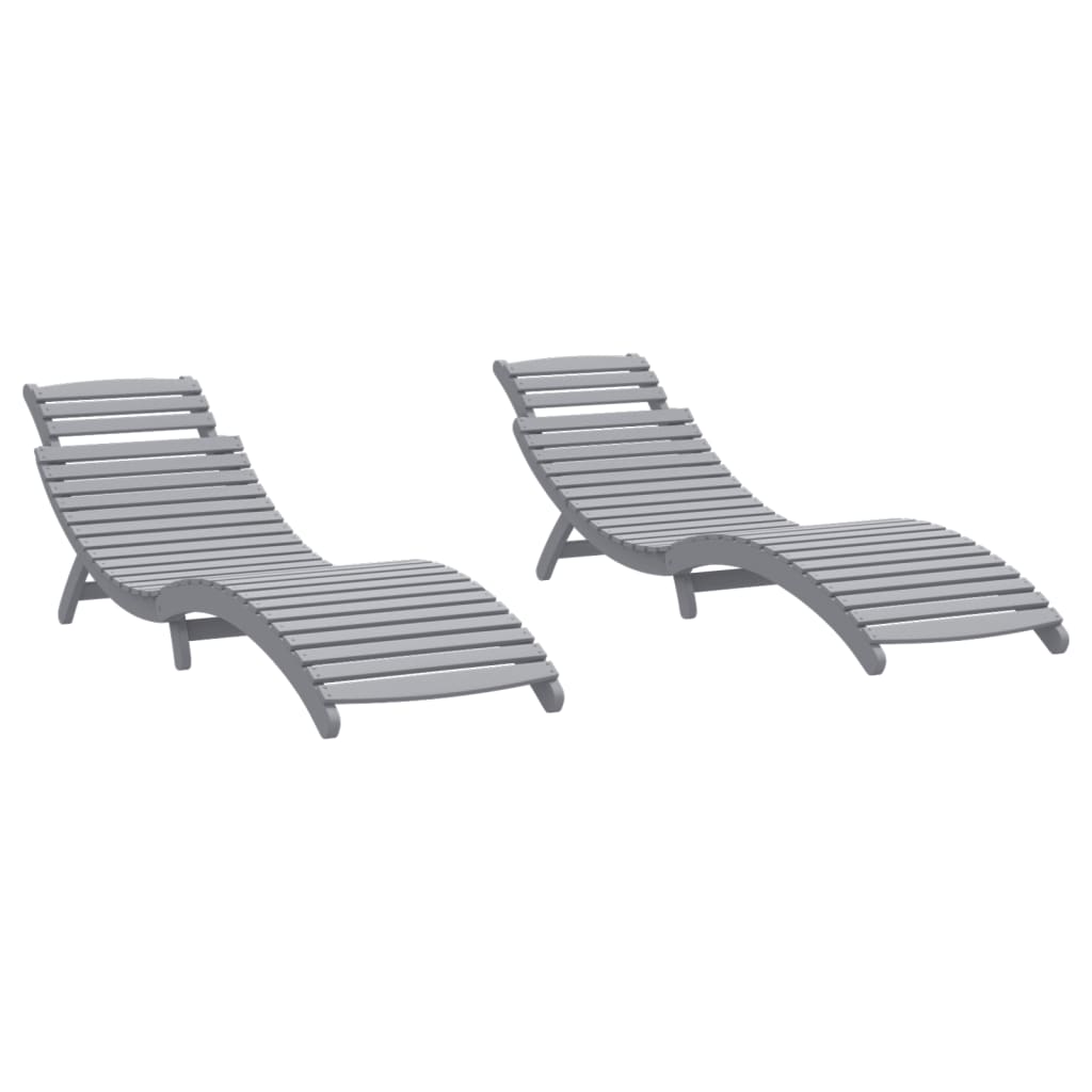 vidaXL Ligbedden 2 st 184x55x64 cm massief acaciahout grijs
