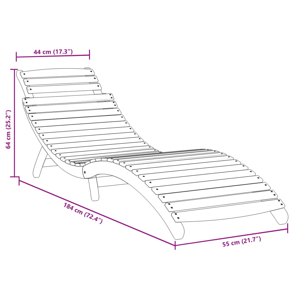 vidaXL Ligbedden 2 st 184x55x64 cm massief acaciahout grijs