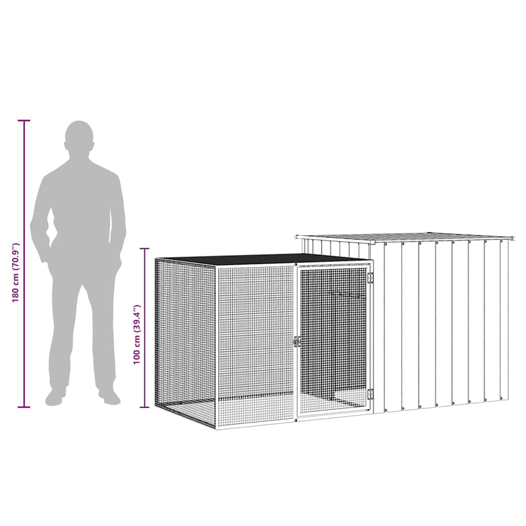 vidaXL Konijnenhok 200x91x100 cm gegalvaniseerd staal antracietkleurig