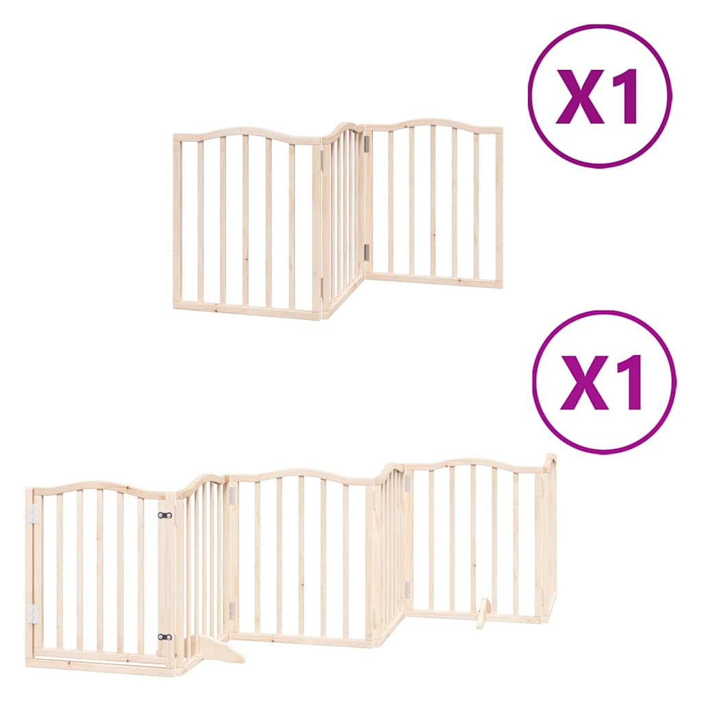 vidaXL Foldable Dog Gate with Door 9 Panels 450 cm Poplar Wood