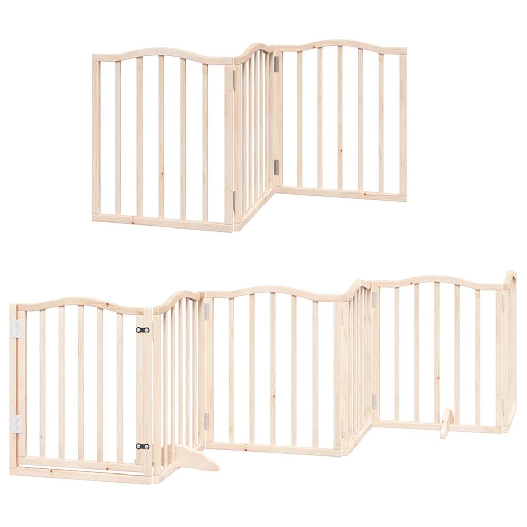 vidaXL Foldable Dog Gate with Door 9 Panels 450 cm Poplar Wood