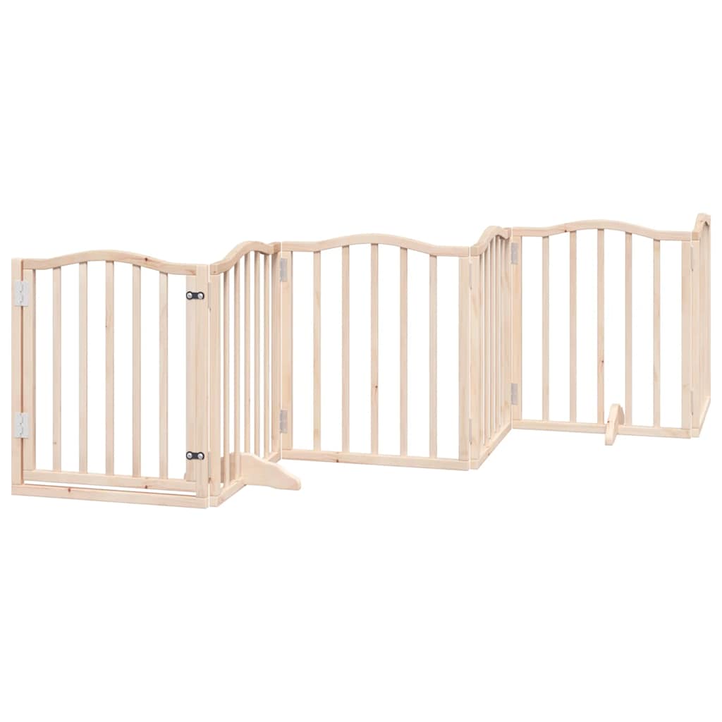 vidaXL Foldable Dog Gate with Door 9 Panels 450 cm Poplar Wood