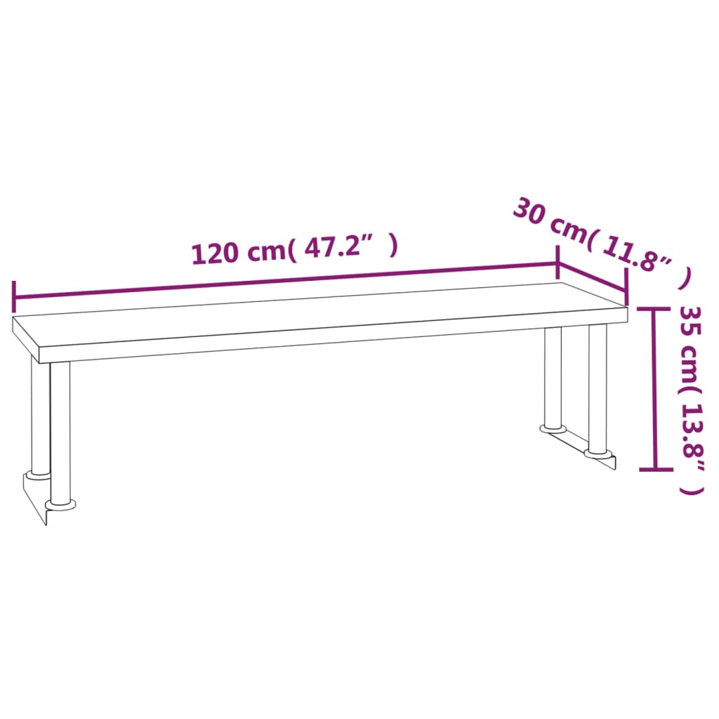 vidaXL Table de cuisine avec poêle 120x60x115 cm acier inoxydable