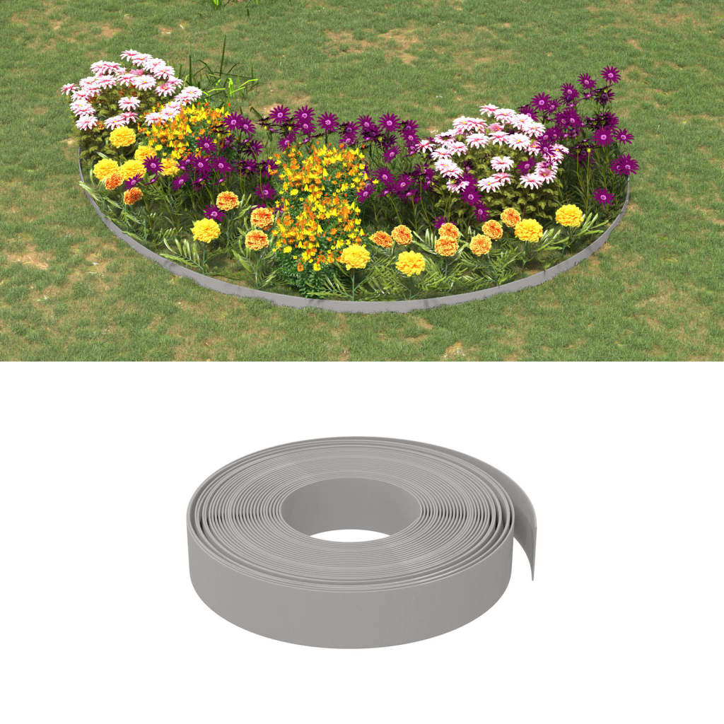 vidaXL Garden Edging 10 m 10 cm Polyethylene Grey