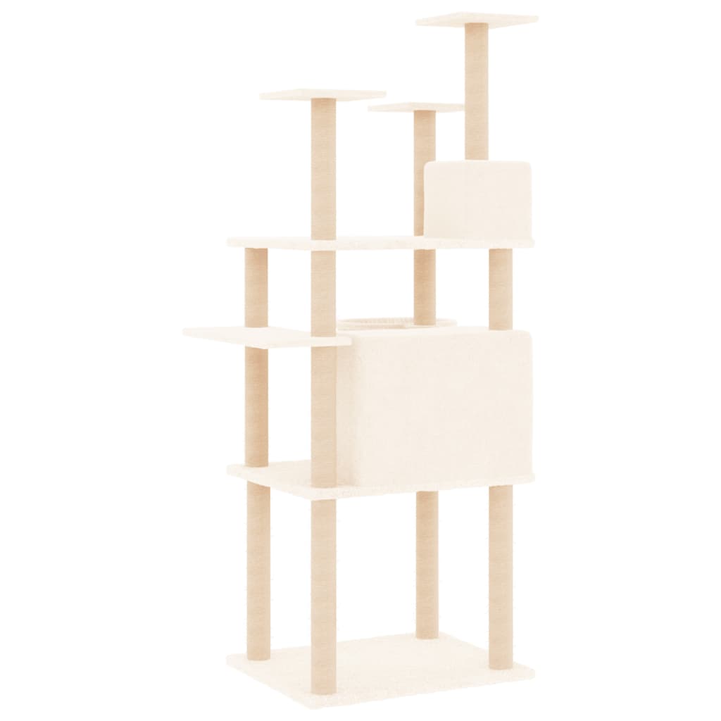vidaXL Kattenmeubel met sisal krabpalen 166 cm crèmekleurig