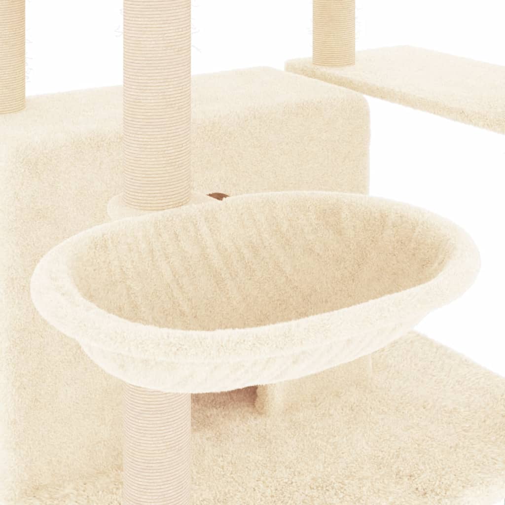 vidaXL Kattenmeubel met sisal krabpalen 166 cm crèmekleurig