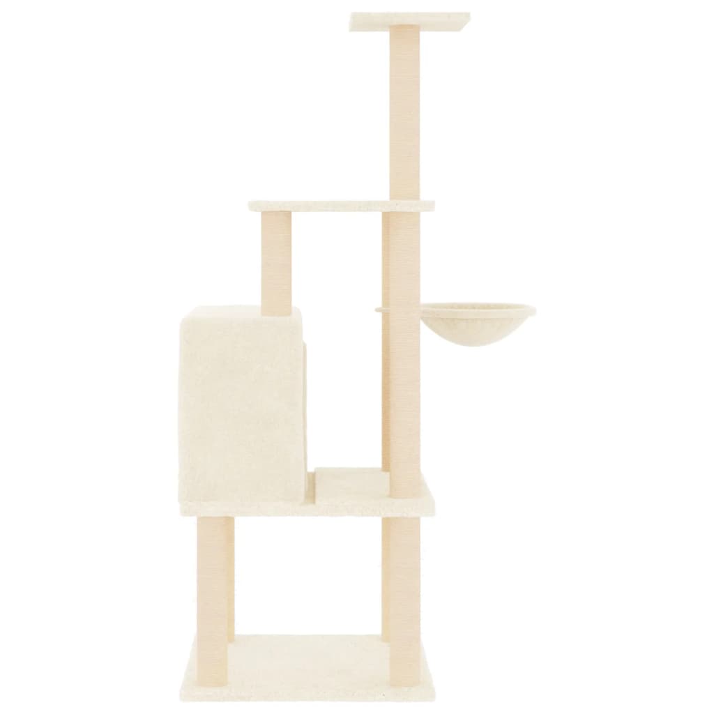 vidaXL Cat Tree with Sisal Scratching Posts 132 cm Cream